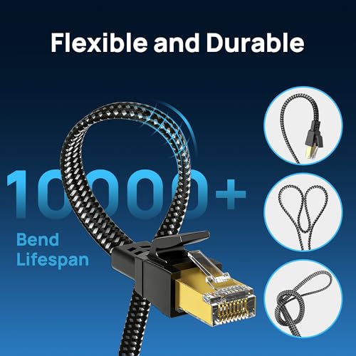 Image of Orbram Cat 8 Ethernet Cable 7FT, High Speed Braided 40Gbps 2000MHz Network