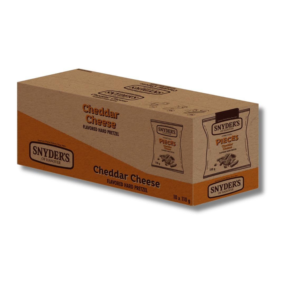 Snyder's of Hanover Cheddar Cheese Pretzel Pieces, 10x 110 g – Knuspriger Käse-Snack mit kräftigem Cheddar-Geschmack