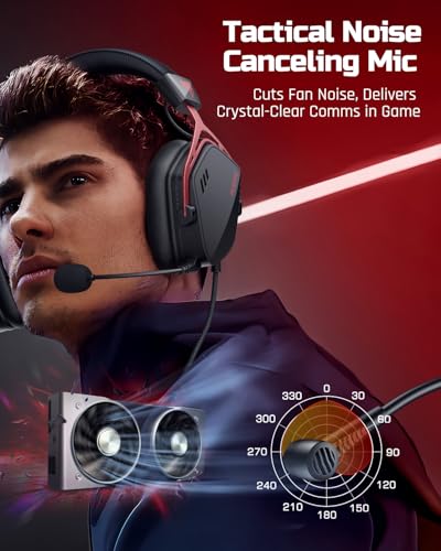 Image of NUBWO HG03 Wired Gaming Headset for PC, FPS-Tuned, Noise-Canceling Mic | USB-A Equipped | One-Click FPS Mode | 50mm Driver | Memory Foam Cushion | For PC Laptop | Gaming & Office Comfort- BlackRed