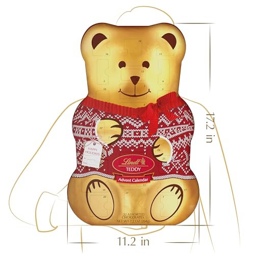 Image of Lindt Teddy Christmas Advent Calendar Assorted Chocolate Candy Box, 7.2 oz.