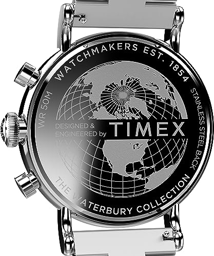 Image of Timex Waterbury 39mm Men's Analog Watch | Durable Stainless Steel Case | Day and Date Window | Durable Design | 100M Water Resistance