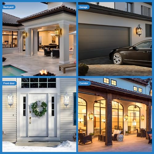 17.1" H Gold Outdoor Wall Lights - Waterproof & Anti-Rust Aluminum Porch Light Wall Mount, Hammered Exterior Lighting Fixtures, Outside Wall Lantern for Patio, Doorway, Garden, 2 Pack