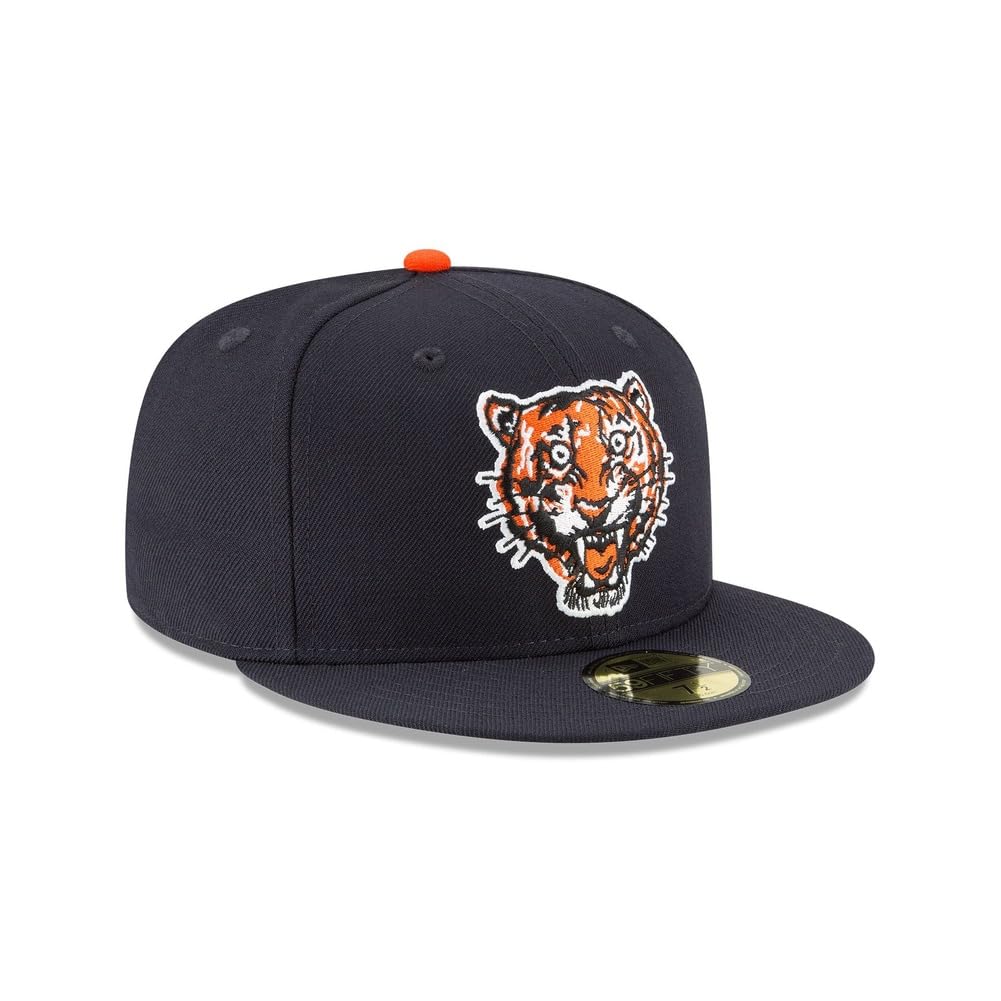 New Era MLB 59FIFTY Baseballkappe, Motiv: Detroit Tigers, marineblau, Team-Farbe, Cooperstown-Logo, authentische Kollektion
