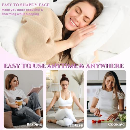 ROWMATE Graphene V-Line Mask Chin Up Mask V Shaped Face Mask Chin Strap for Sleeping,Jawline Shaper,Lilac,Small