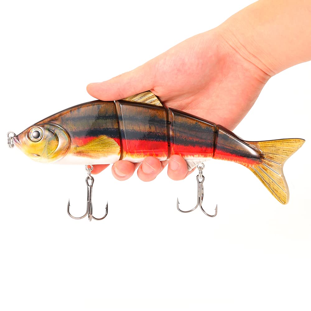 SENYUBBY 10in Multi Jointed Swimbait Fishing Lures Bait,4 Segment Big Giant Sinking Fishing Bass Lures,Crankbaits Swimbaits with Treble Hook