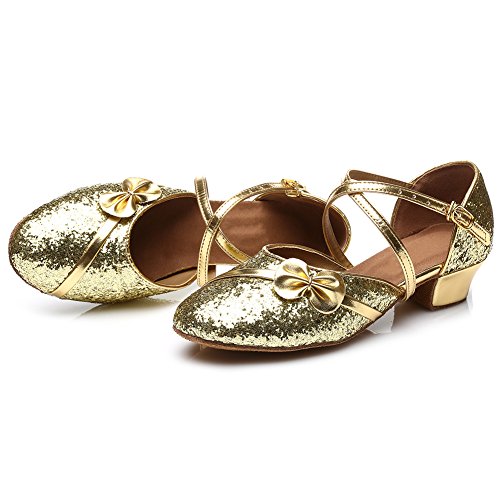AOQUNFS Toddler Girls Latin Dance Shoes Low Heel Kids Salsa Ballroom Tango Dance Shoes,6074