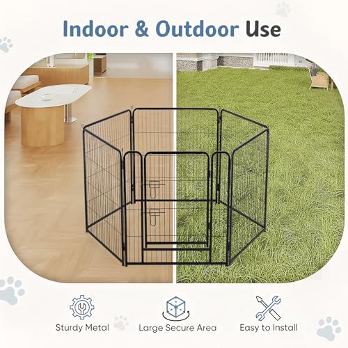 Image of DUMOS Dog Playpen 32 Inch 6 Panels Indoor Outdoor Metal Pet Fence