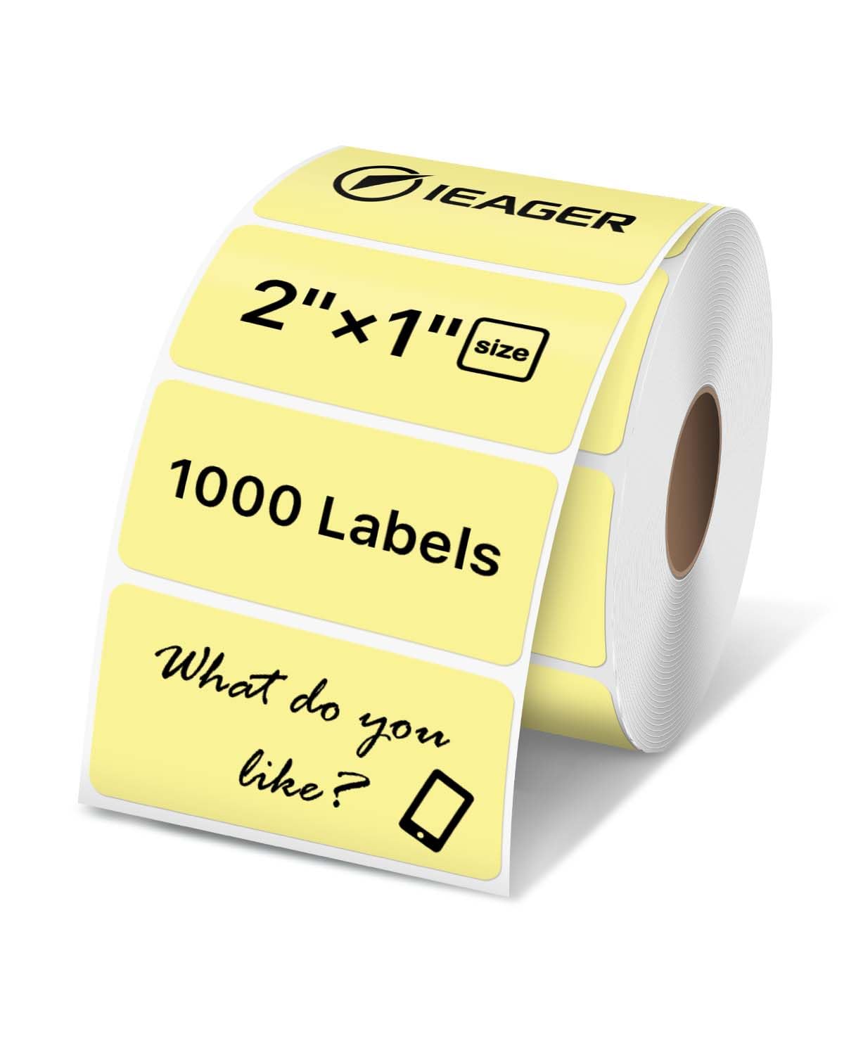 iEager 2x1 Inch Thermal Labels, Yellow Rectangle Thermal Printer Stickers, Durable Shipping Label Printer Sticker for Barcode, Name, Address, 1000