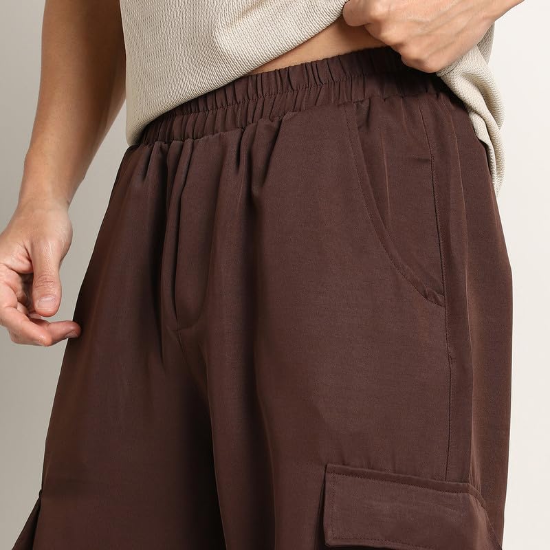 Image of CAHOOT Men's Cargo Trousers for Casual Wear | Mid-Rise | Relaxed Fit | Button Closure | Cargo Pants Crafted with Comfort Fit for Everyday Wear