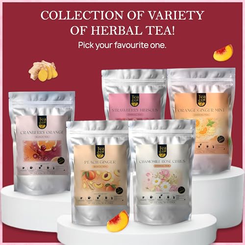 Image of Tealeaf & Co. Peach Ginger Tea Blended with Organic Spices - Organic Black Tea Bags with Ginger & Peach Flavor - Flavored Blend with Low Caffeine - Gluten Free - 50 Teabags