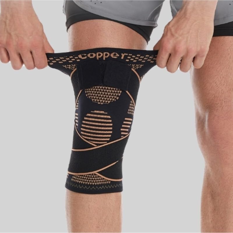 Copper Knee Pads Adjustable Non-slip Sports Pressurized Patella Protection