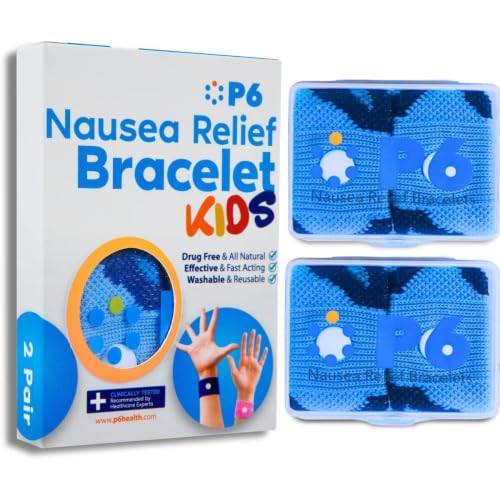 Image of P6 Motion Sickness Bands for Kids Children's Wristbands for Anti Nausea Sea Cruise Travel Car Sickness All-Natural Non Drowsy Relief Acupressure Treatment (2 Pack, Blue - Blue)