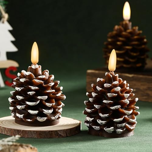 ByteCraft LED Kerzen Weihnachtsdeko, 3D Tannenzapfen -Imitat...