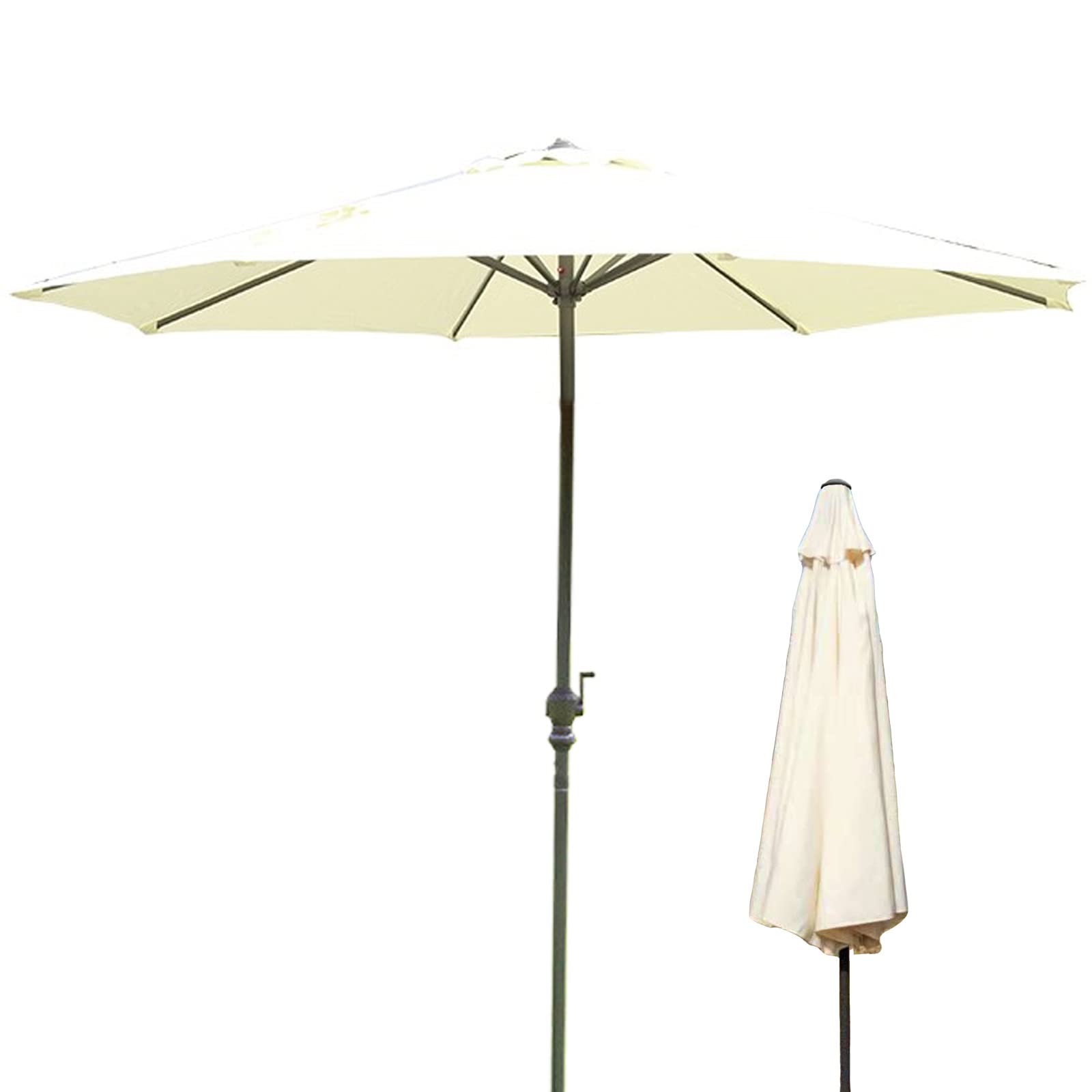 1PCS Garden Sun Parasol, Table Umbrella Canopy, Sun Protection Windproof Sunscreen Ventilation Umbrellas, with Crank Handle, for Beach/Pool/Patio, Beach Umbrella,Brown 106inch (White 106inch)