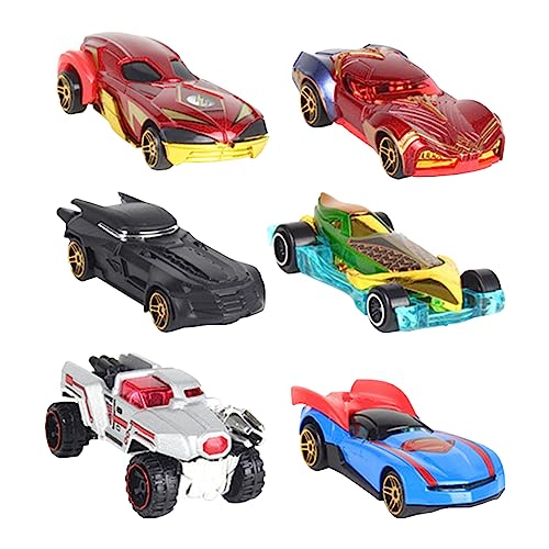 LUNAMY 6 Piezas Superhero Coche de Juguete Avengers Captain Marvel Coche de Juguete niños Jugar Coche para Fiesta de cumpleaños Regalos decoración del hogar y colección