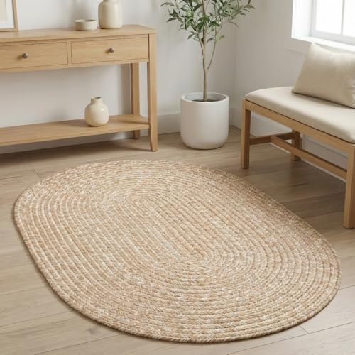 Tapete trenzado beige y marrón 2'x3' Super Area Rugs miniatura 1