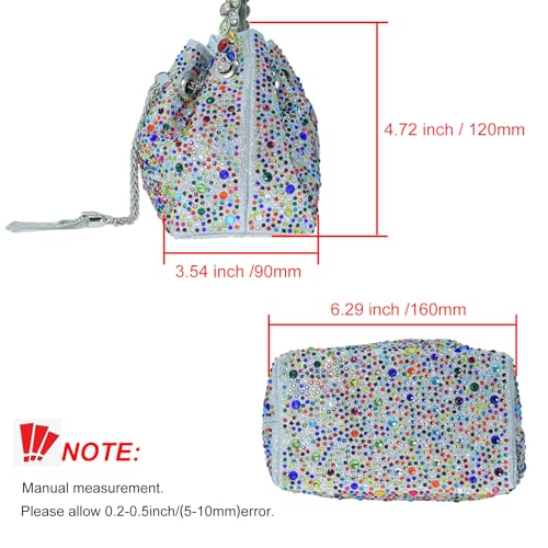 Image of HUANG ZHUANG Colorful Crystal Soft Purse Sparkly Rhinestone Handbag Women Clutch Bling Party Crossbody Bag for Prom Cocktail