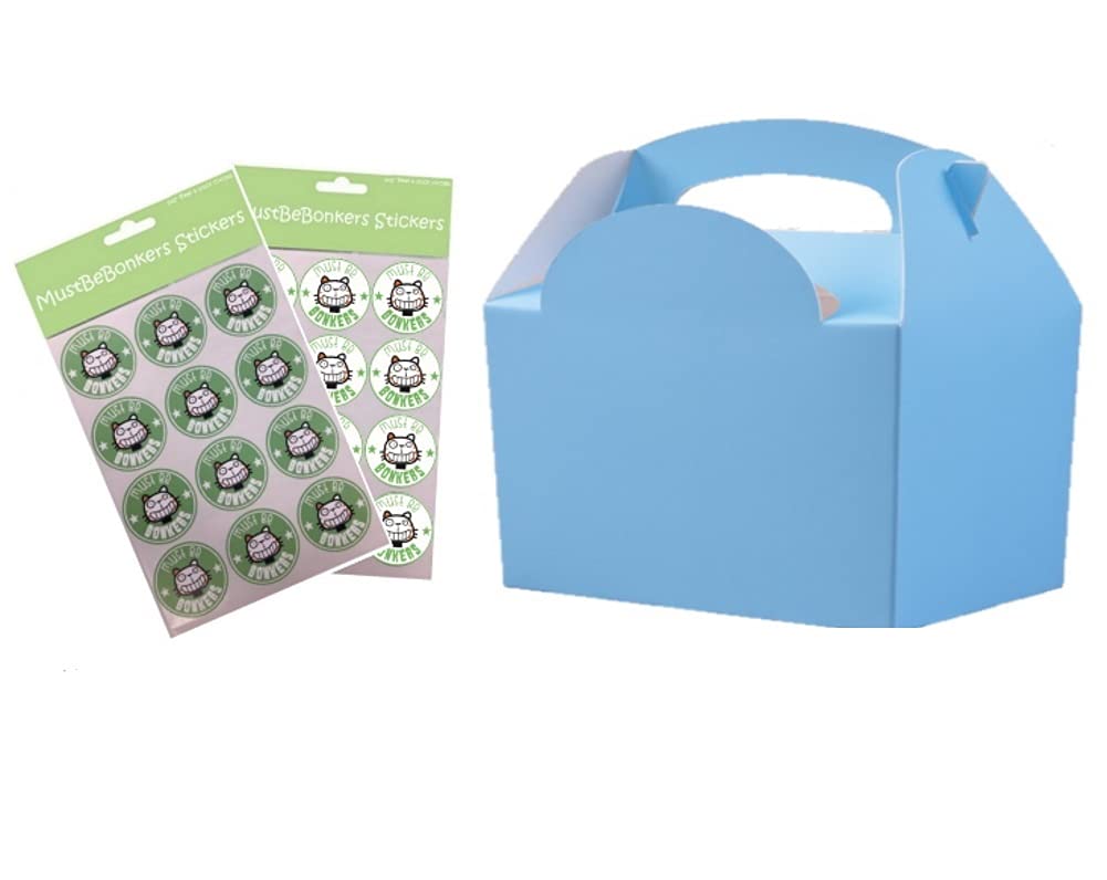 Plain Coloured Meal Box for Children/Kids - Perfect for Picnics, BBQs, and Birthday Parties - Fully Compostable, Biodegradable and Eco-Friendly - With Seal Stickers (Light Blue, 50 Packs)