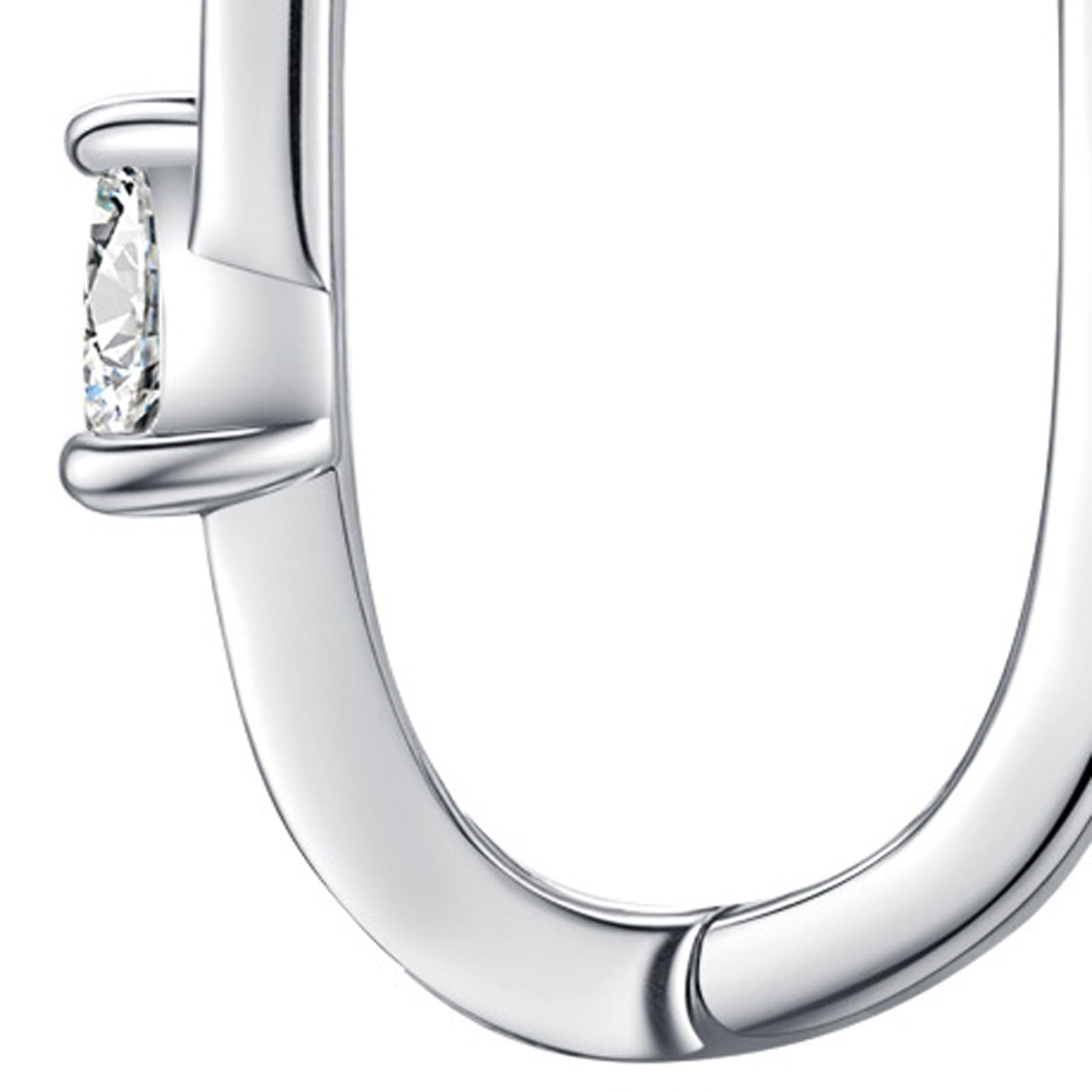 Orecchini Donna a Cerchio 14K 585 Oro Bianco, Orecchino Cerchio Donna Ipoallergenici Forma di U Rotondi con Moissanite A Goccia Orecchini Huggie Sposa Matrimonio Leggeri
