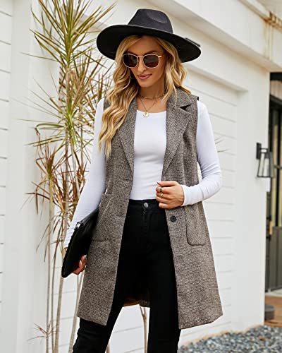 Kedera Women's Single Breasted Long Vest Jacket Casual Sleeveless Pocket Outerwear Longline Trench Coat #TOP4