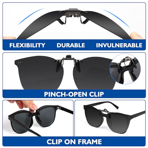 Hifot-Polarized-Clip-on-Sunglasses-Men-WomenUV400-Protection-Flip-up-Sunglasses-Over-Glasses-Sunglasses-for-Driving-Travel-Outdoor-Sport