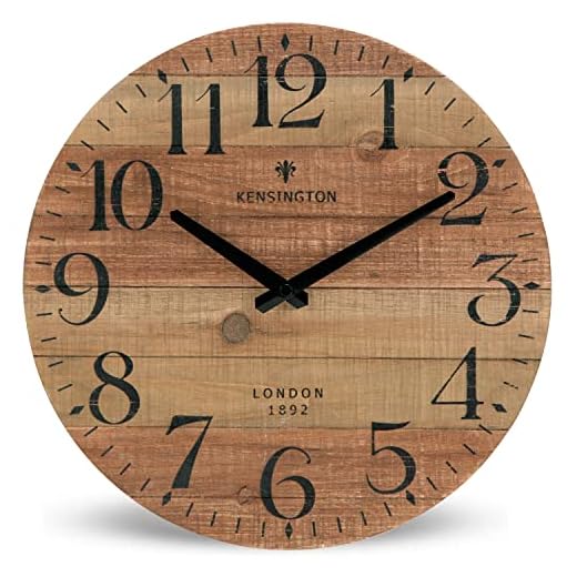 NIKKY HOME Rustic Farmhouse Wood Wall Clock - 12 Inch Battery Operated Silent Non Ticking Distressed Wooden Shiplap Clock for Kitchen, Living Room, Bedroom, Bathroom