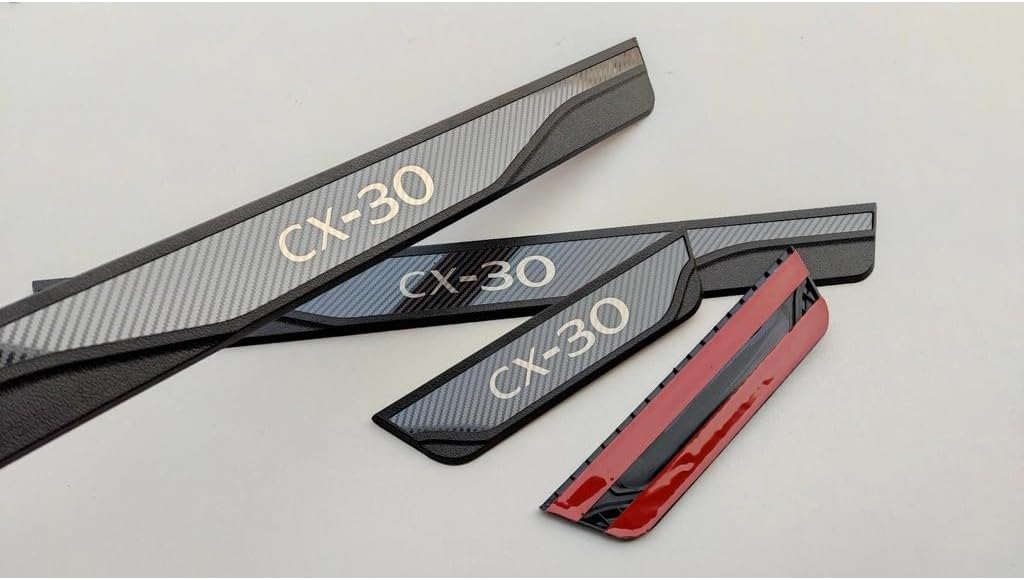 Car Door sill Scuff Protector for Mazda CX-30 CX30 2020-2024 Accessories, Parts Door Sill Cover Scuff Plate Strip Guard Protection（Carbon Fiber Texture）