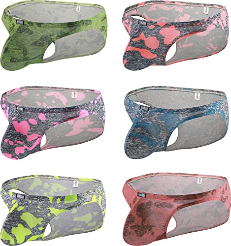 iKingsky Men's Bulge Printed Briefs Big Pouch Underwear Sexy Low Rise Stretch Under Panties for Men