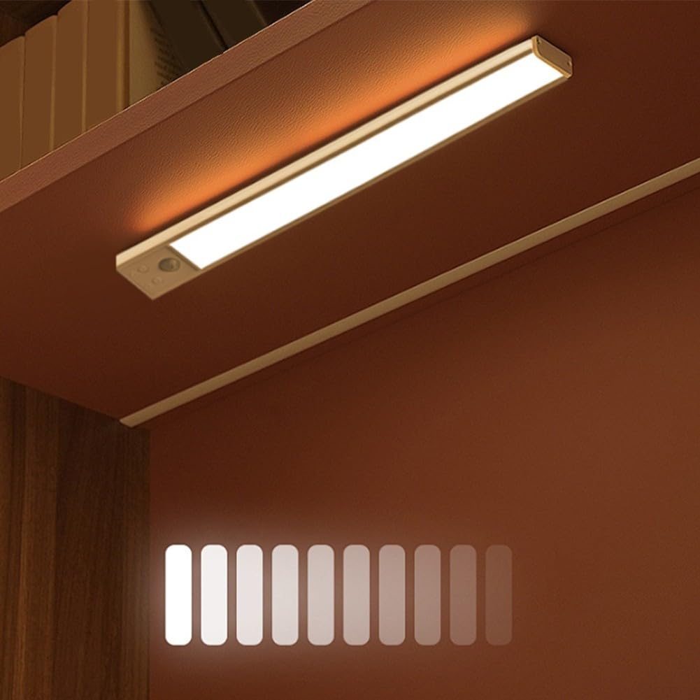 Confezione da 4 luci LED ricaricabili con sensore di movimento, stick magnetico a LED ultra sottile, dimmerabile senza fili, luci da cucina per scale, armadio, stanza (bianco)
