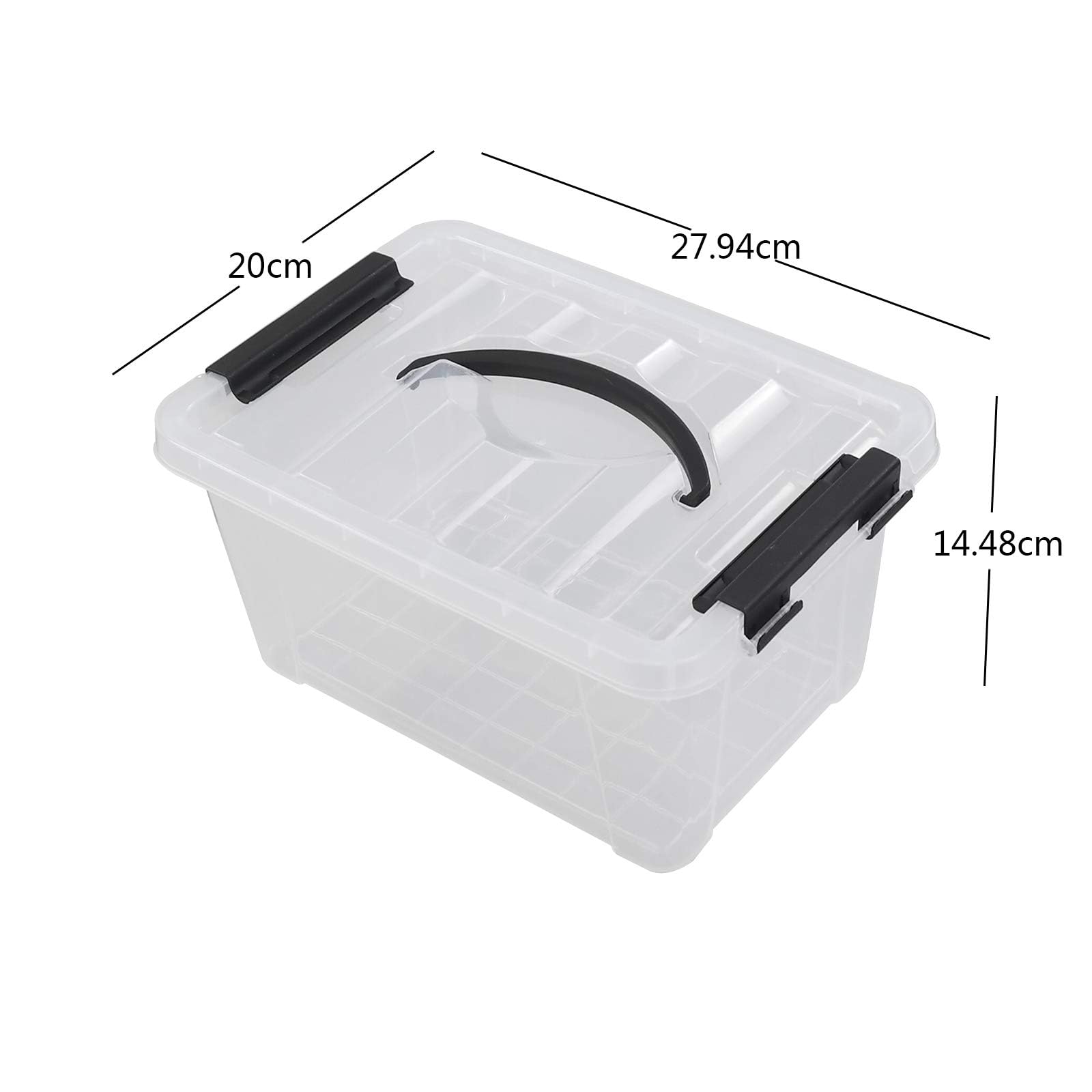 6 L Transparente Aufbewahrungsbox mit Deckel und Griff, 6 Stück