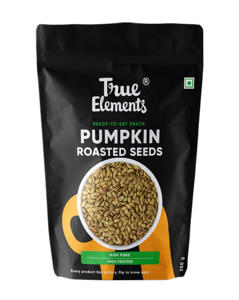 - True Elements Roasted Pumpkin Seeds 250 g | High Protein, Fiber-Rich Superfood | Healthy Snack for Weight Management & Immunity
