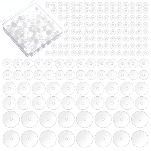 Wanmu 200 Stück Anti Wildfleisch Piercing Disc 3/5/7/9mm 4 Größen Transparente Silikon Ohrring Rückseite Pad Clear Stabilize Earrings Stützpflaster Plättchen OhrringverschlüSse