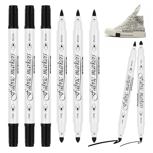 VORHOT Juego de 6 Rotulador Negro Textil Permanente, 1-5mm Rotuladores Doble Punta, No Tóxicos y Lavable Marcadores para DIY Pintura Tela Ropa Zapatos Sombrero Bolsa de Lona Camisetas
