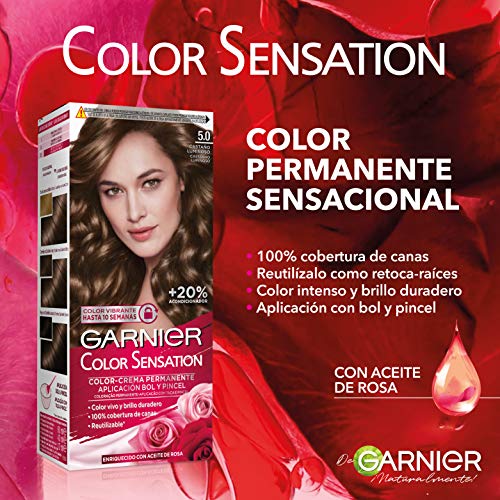 Garnier Color Sensation Coloración Permanente E Intensa Reutilizable Con Bol Y Pincel - 5.0 Castaño Luminoso