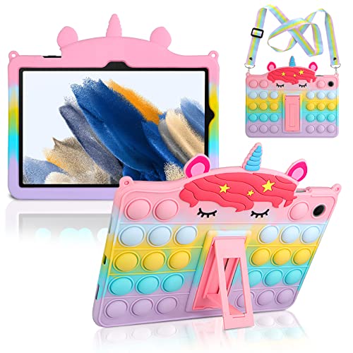 Coolden Hülle für Samsung Galaxy Tab A8 10.5 Zoll 2021 SM-X200/X205/X207 Push Pop Fidget Bubble Tablet Case für Kinder Silikon Hülle mit Stände Handschlaufe Schutzhülle für Samsung Tab A8 10.5" Cover