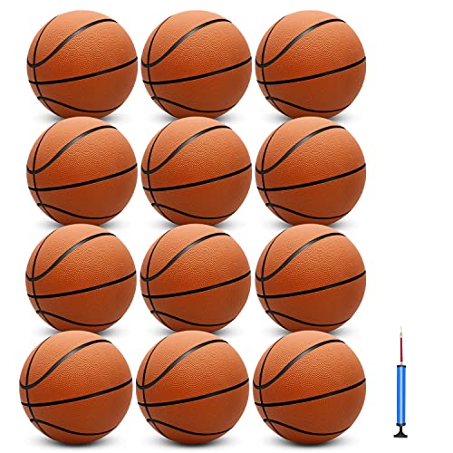 12 Pack 29.5 Official Size 7 Basketball Balls Inflatable with Pump for Men for Outdoor Indoor or TrainingMens Adult Basketball (Orange)