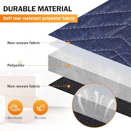 Image of 24 Moving Packing Blankets 80 x 72 Inches (35 lb /dz) Heavy Duty Moving Pads for Protecting Furniture Professional Quilted Shipping Furniture Pads (Dark Blue 24PCS)