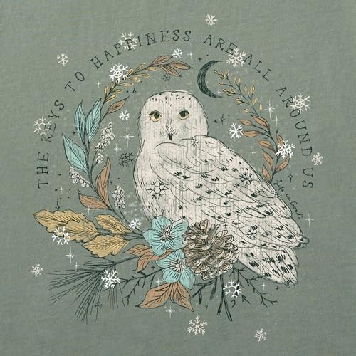 Life is Good Women's Crusher Tee, Long Sleeve Cotton Graphic T-Shirts, Key to Happiness Snowy Owl2