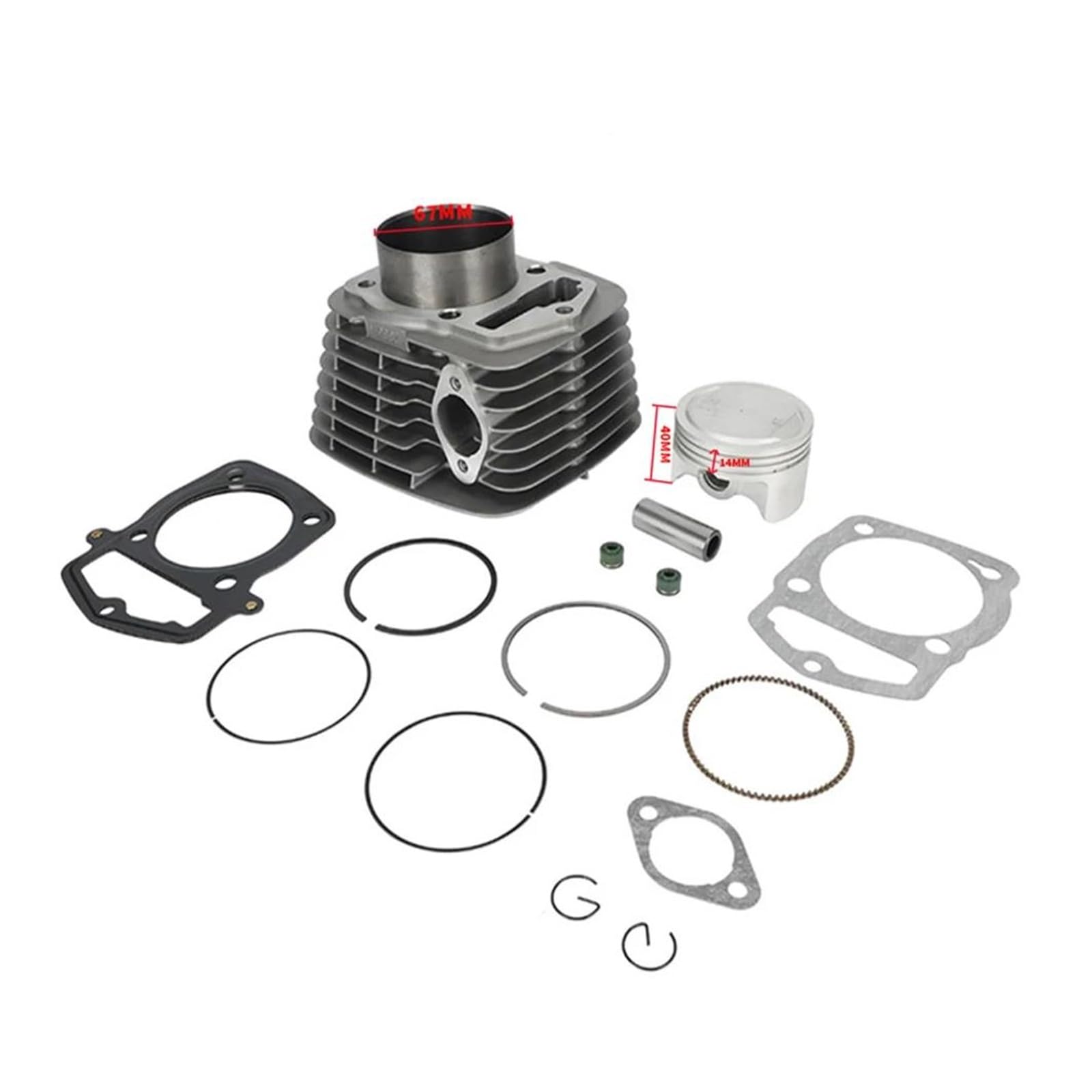 Juego de Juntas de Cilindro Juntas de Kit de reconstrucción Junta pistón Cilindro para Honda para CRF230F 2003-2019, 67 mm, 233 CC