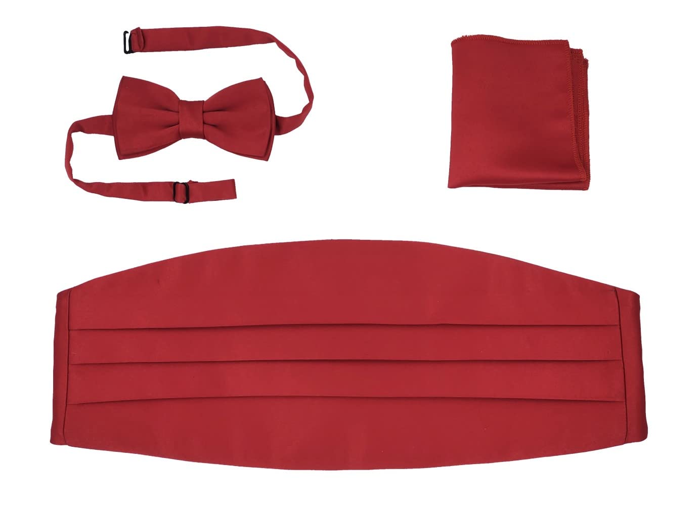 Men's Formal tuxedo cummerbund belt with Satin bow tie set and matching pocket square for Men and women-image-29