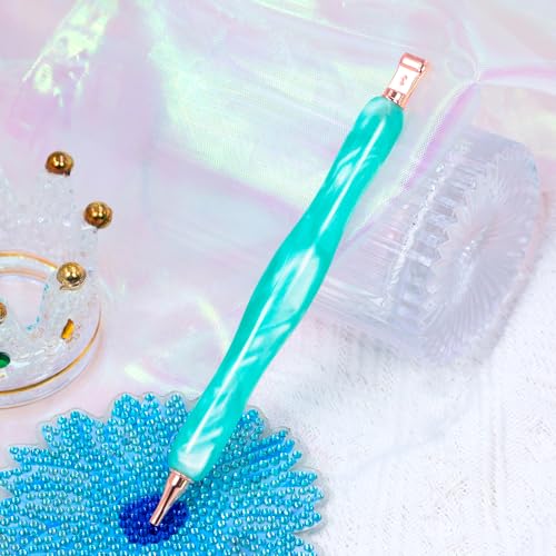 Image of Praise V Do Diamond Painting Art Drill Pen Kit with Screw Steel Rose Metal Tip Nibs Placers Roller Tool Accessories, Ergonomic Diamond Art Pen for 5D Diamond Paint Bead Dot Aqua Green