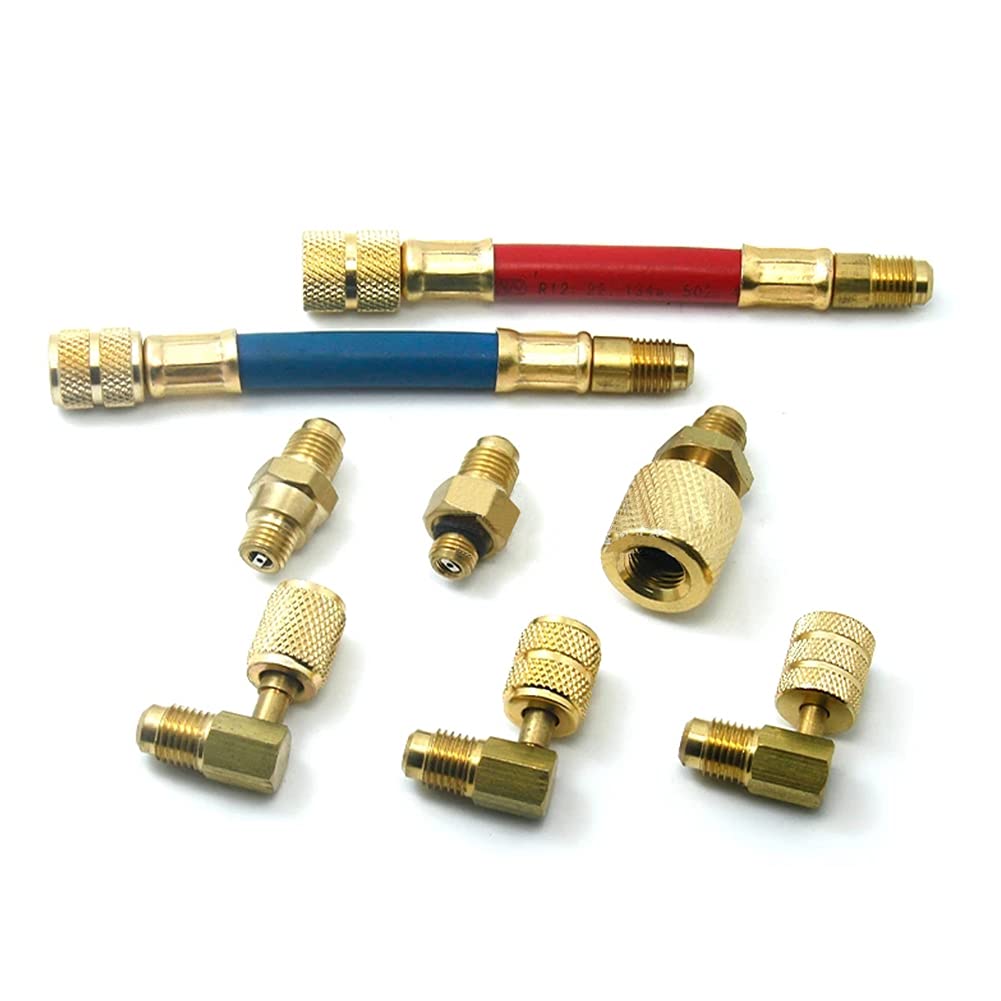 beduan8pcs Air Conditioner Charging Hose Set Refrigeration R134a R12 Converting Adapters