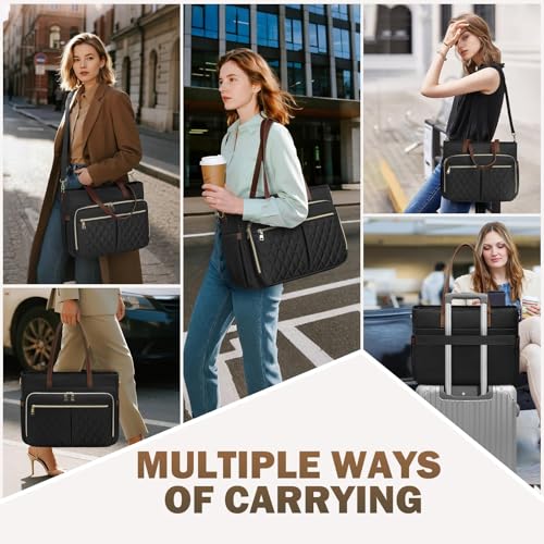 Teacher Tote Bag 15.6 Inch Laptop Bag for Women Work Bag with Accordion File Organizer Pocket & Insulated Pocket Nurse Bag 5