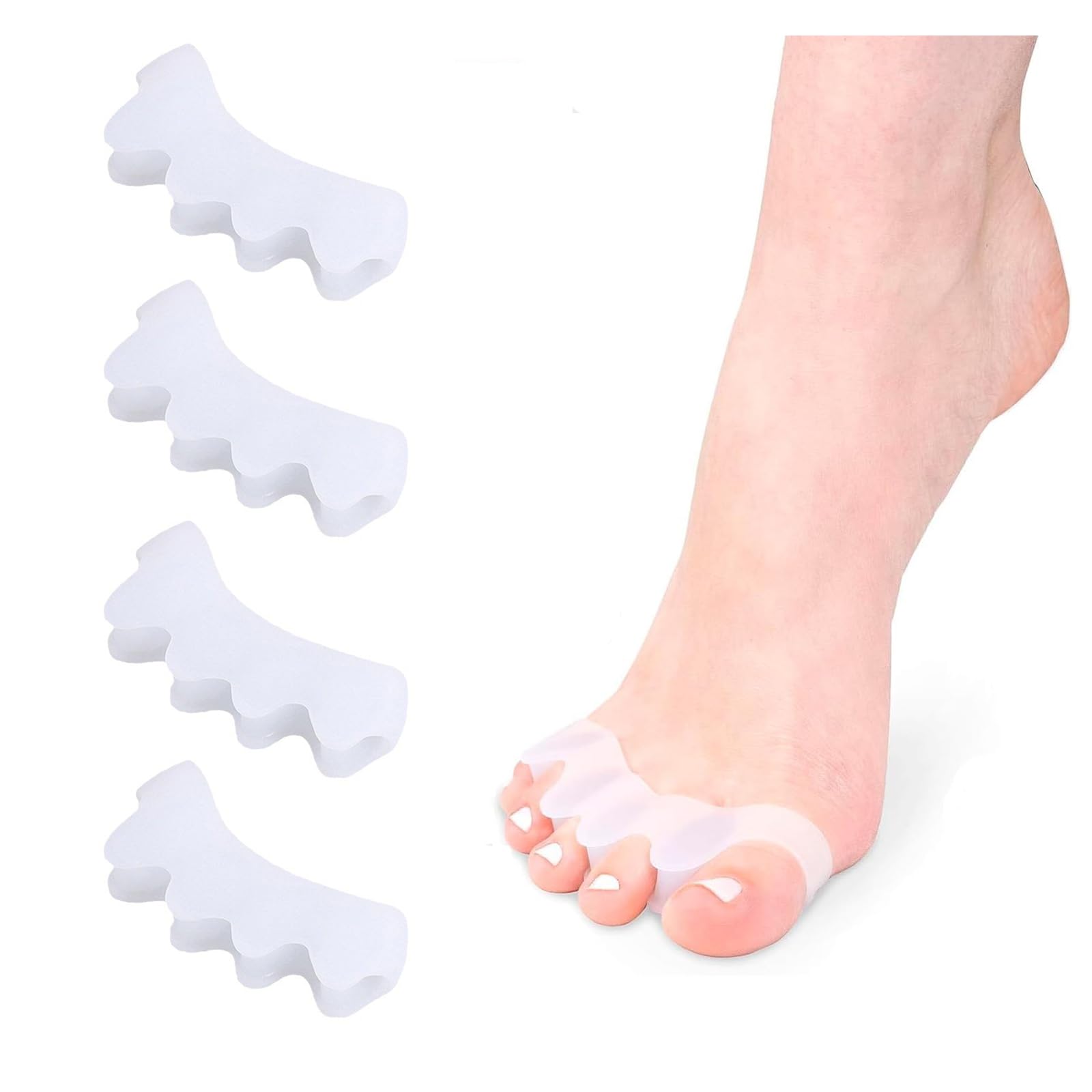 2pares Separador Dedos Pie de Silicona 0% BPA | Separadores de Dedos de los Pies Ajuste Ballet Yoga Atletas Hombre y Mujer para Todos los Pies，Correctores de dedos delpie para Alivio del Dolor de Pie