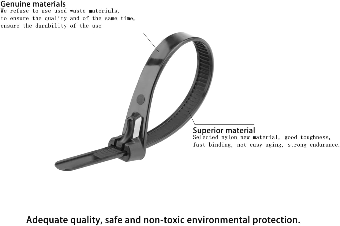 100Pcs 200mm x 5mm Reusable Cable Ties Heavy Duty Black Zip Ties for Cable Management Indoor, Outdoor, Home, Garden, Office and DIY - Image 3