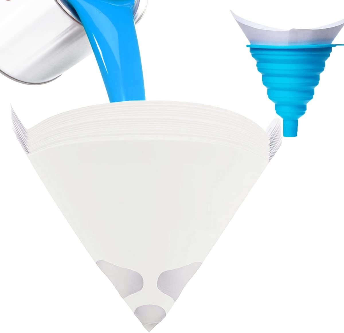 Terberl 50Pack 100 Micron Paint Strainers Paint Filter