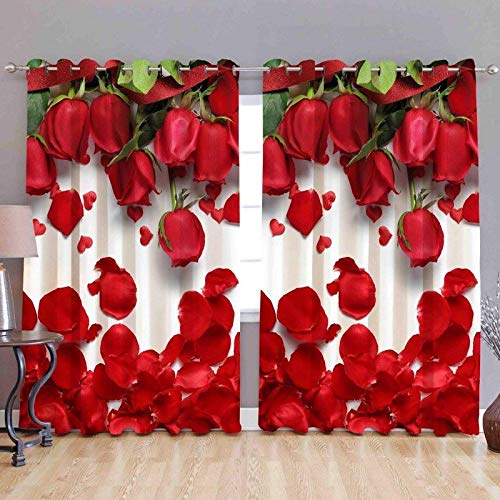 Image of Digital Printed Window Curtains for Bedroom 5Ft 1 Piece Grommet Thermal Insulated Drapes for Living Dining Kids Room Decorative 3D Eyelet Curtain Panels for Home (4x5 Feet, Rose)