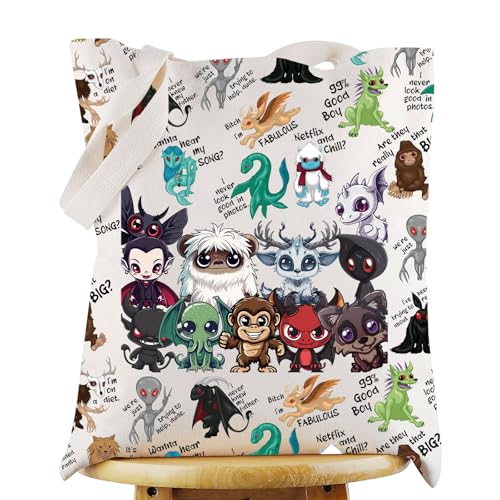 KEYCHIN Mothman Wendigo Cryptid Creature Tote Bag Cryptozoology Gifts Cryptid Creatures Handtasche Nessie Monster Geschenke, Mothman Cryptid