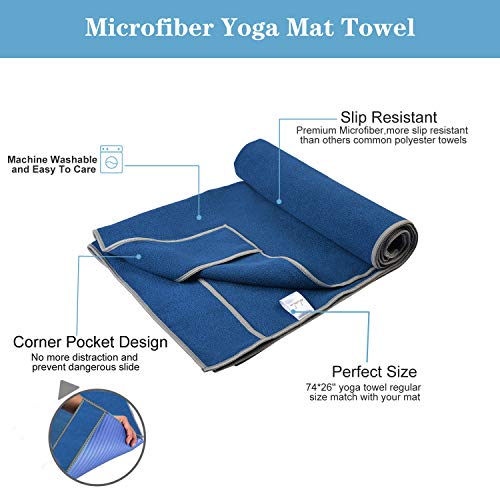 image for iLoLux 2pcs Non Slip Hot Yoga Towel with Microfiber Super Absorbent,Co