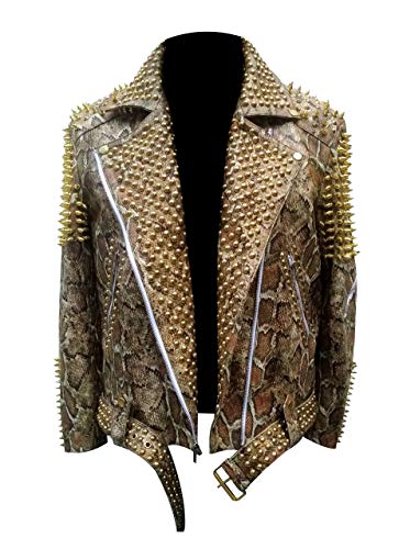 SpazeUp Mens Studded Leather Jacket - Motorcycle Leather Jacket With Spikes - Studded Spiked Leather Jackets Men3